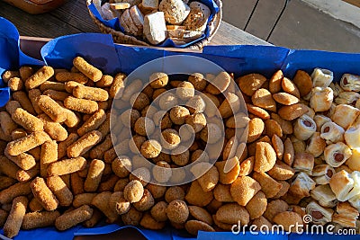 Delicious assortment of Portuguese appetizers. Stock Photo