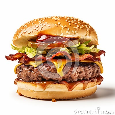 Delicious Bacon And Lettuce Hamburger - Mouthwatering Recipe Stock Photo