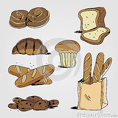 Delicious bakery pastry and bread Stock Photo