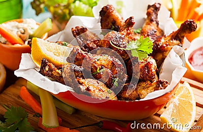 Delicious barbecue chicken wings Stock Photo