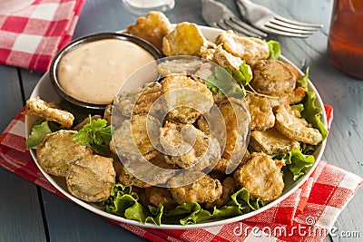 Delicious Battered Fried Pickles Stock Photo