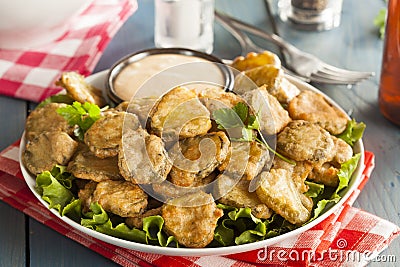 Delicious Battered Fried Pickles Stock Photo