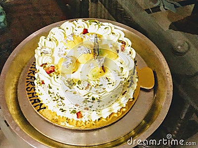 Delicious & beautiful cake for birthday celebration Stock Photo
