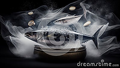 Delicious and beautiful Fresh Tuna preservation with can. AI Generated Stock Photo