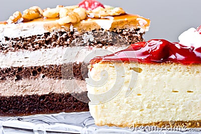 Delicious beautiful gourmet cherry cheese cake Stock Photo