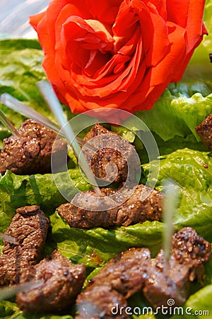 Delicious beef kabob appetizers Stock Photo