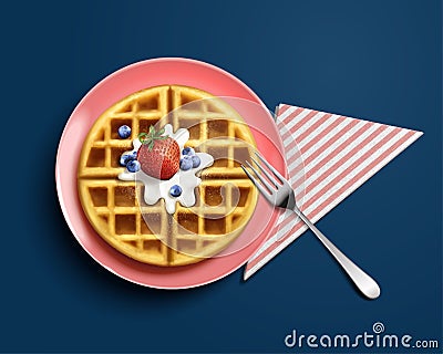 Delicious belgian waffle design Vector Illustration