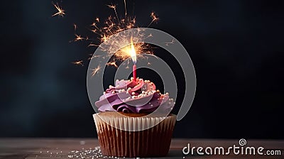 Delicious birthday cupcakes Stock Photo