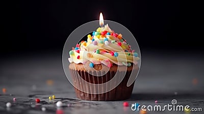 Delicious birthday cupcakes Stock Photo