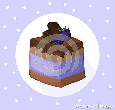 Delicious blackberry chocolate Cake collection decor Vector illustration Vector Illustration