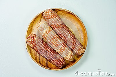 Delicious boiled waxy corn food served on the table Stock Photo