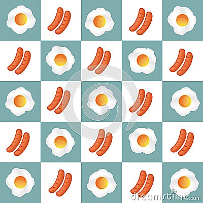 Delicious Breakfast with Egg and Sausages, egg vector, sausages vector Vector Illustration