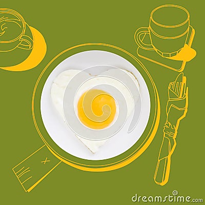 Delicious breakfast. Cartoon Illustration