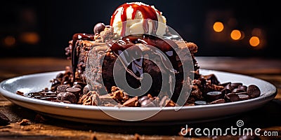 Delicious Brownie, Rich chocolate fudge with gooey center Stock Photo