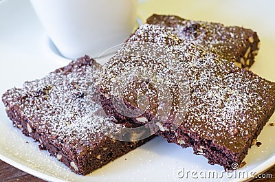 Delicious brownies in a coffee dish Stock Photo