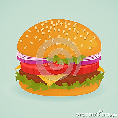 Delicious burger Vector Illustration