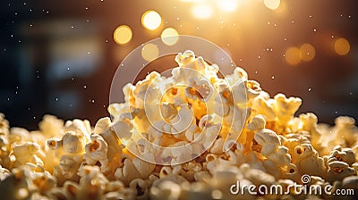 Delicious Buttered Popcorn on a Plate AI Generated Cartoon Illustration