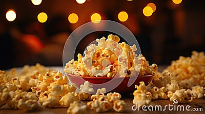 Delicious Buttered Popcorn on a White Background AI Generated Cartoon Illustration