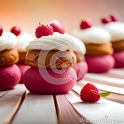 Delicious cake with fruits - ai generated image Stock Photo