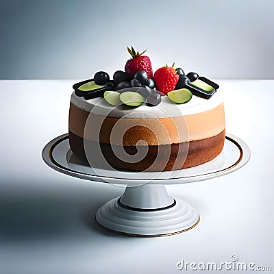 Delicious cake with fruits - ai generated image Stock Photo