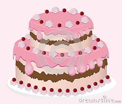 Delicious cake vector set on pink background Stock Photo