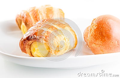 Delicious cannoli filled with cream Stock Photo