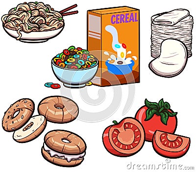 Food Groceries. Vector clip art illustration with simple gradients. Vector Illustration