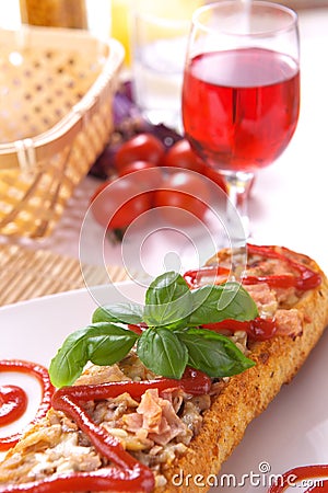 Delicious casserole with basil Stock Photo