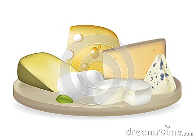 Delicious Cheese plate Vector Illustration