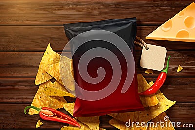 Delicious cheese tortilla chips Vector Illustration