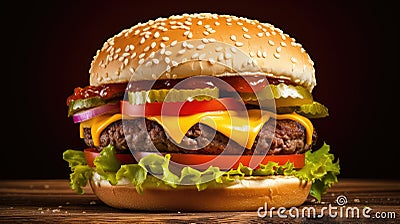 delicious cheeseburger burger food Cartoon Illustration
