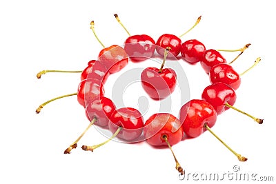 Cherry in a circle of cherries Stock Photo