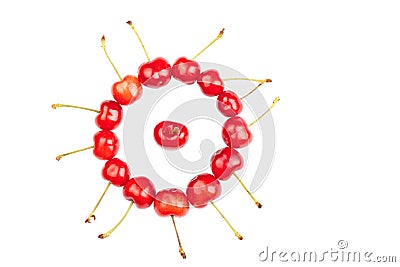 Cherry in a circle made of cherries Stock Photo