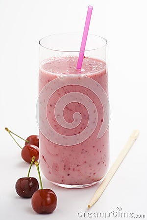 A delicious cherry milkshake Stock Photo