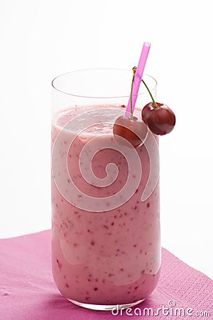 A delicious cherry milkshake Stock Photo