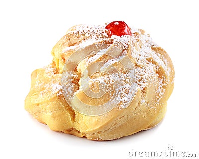 Delicious Cherry puff pastry with powdered sugar Stock Photo