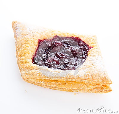 Delicious Cherry puff pastry Stock Photo