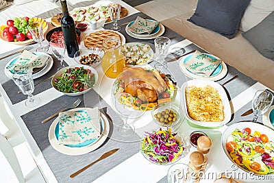 Delicious Chicken on Dinner Table Stock Photo