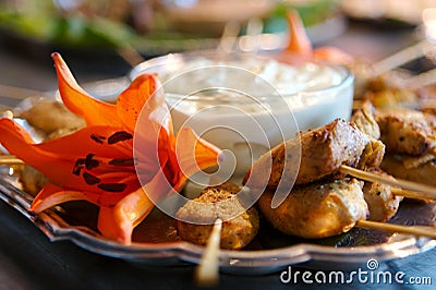 Delicious chicken kabob appetizers Stock Photo