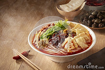 Delicious Chinese Guangxi Liuzhou cuisine, snail rice noodles Stock Photo