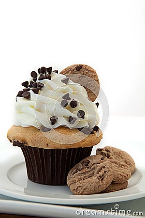 Delicious Chocolate Chip Cookie Cupcake Stock Photo