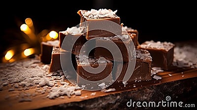 Delicious Chocolate Coconut Fudge With A Luminous Darksynth Twist Stock Photo