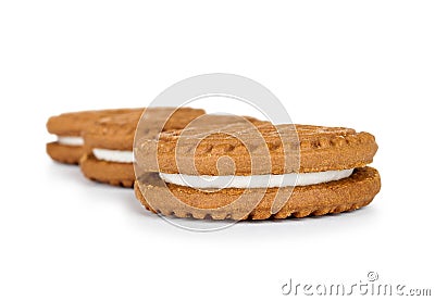 Delicious chocolate cookies with cream Stock Photo