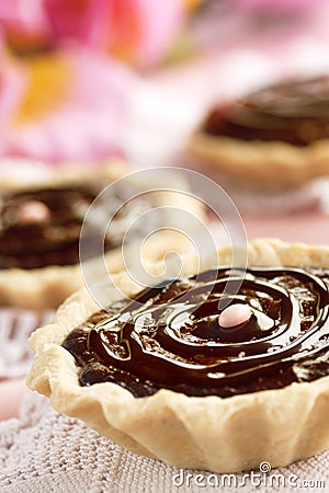 Delicious chocolate tarts Stock Photo