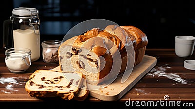 Delicious Cinnamon Raisin Bread And Apple Butter 3d Ar Image Stock Photo