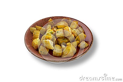 Delicious classic baked fried potatoes with vegetables Stock Photo