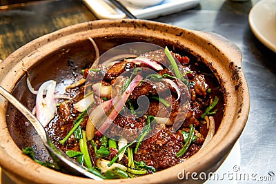 Delicious classic Cantonese cuisine, beef jelly pot Stock Photo
