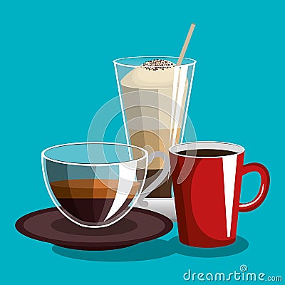 Delicious coffee always fresh poster Vector Illustration