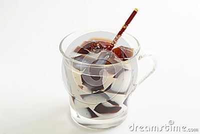 Coffee jelly with Milk Stock Photo