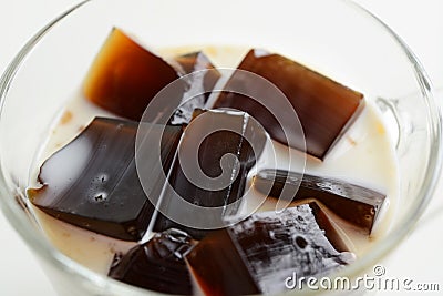 Coffee jelly with Milk Stock Photo